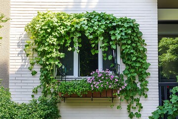 Fototapeta premium expect to be dazzled by the mesmerizing display of rising vines artfully cloaking a trellis or wall their bold ascent and elegant charm seizing every perception 