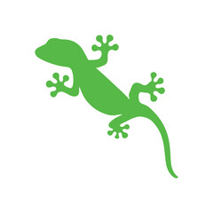 Green gecko icon silhouette vector flat illustration design.