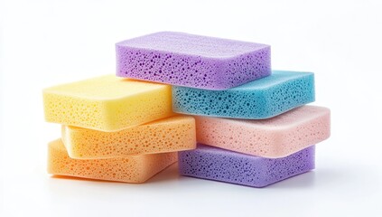 Stacked colorful sponges