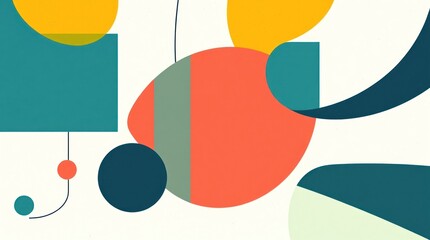 Abstract Geometric Shapes Design with Retro Colors and Clean Background