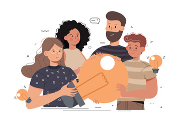 Focus group abstract concept vector illustration. Group of diverse colleagues brainstorming, focus groups, development business strategy, IT company, project discussion abstract metaphor.