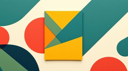 Geometric Shapes Composition with Yellow, Teal, and Red Colors