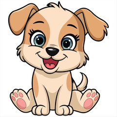 Cheerful Cute Dog Vector illustration on White Background