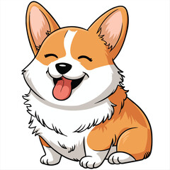 Cute Corgi Dog vector illustration art Happy Face Dog