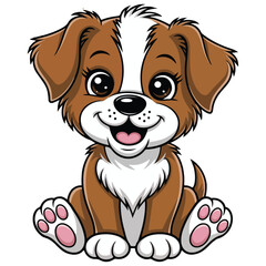 Cute dog cartoon flat illustration vector isolated on white Background