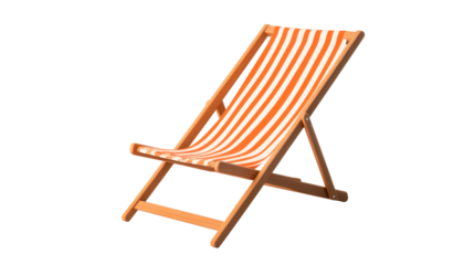 Striped deck chair with wooden frame for outdoor relaxation