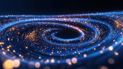 Fototapeta premium Futuristic Glowing Spiral of Data: High-Tech Digital Abstract Background in Blue and Gold