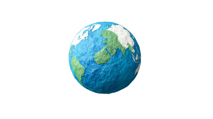 Colorful globe model showcasing continents in an artistic style