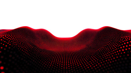 Digital landscape with red dots creating wave like formation