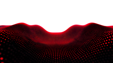 Digital landscape with red dots creating wave like formation