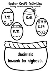 Spring easter math craft Sorting Decimals Easter Egg Basket Activity