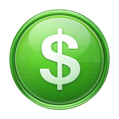 Obraz premium Vibrant Green Dollar Sign Button Icon isolated on isolated background. 