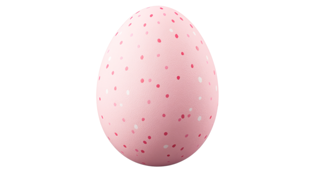 Cute pink egg with colorful dots on a transparent background - Powered by Adobe