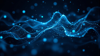 Naklejka premium Abstract Blue Wave Patterns with Particles