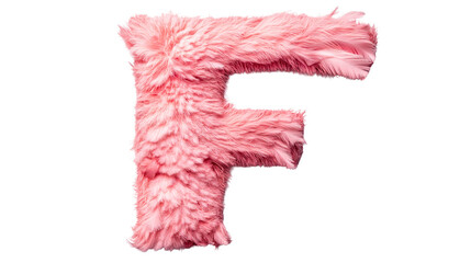 Furry pink letter F with a transparent background
