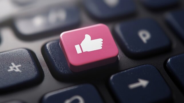 Pink Thumbs Up Key on a Keyboard