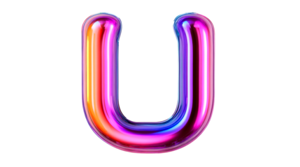 Colorful letter U with a transparent background for creative designs