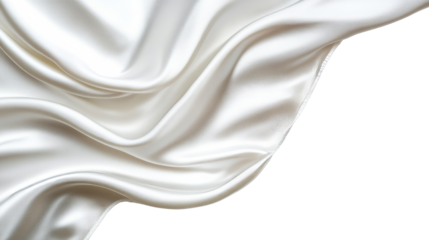 Elegant white satin fabric draping in soft waves