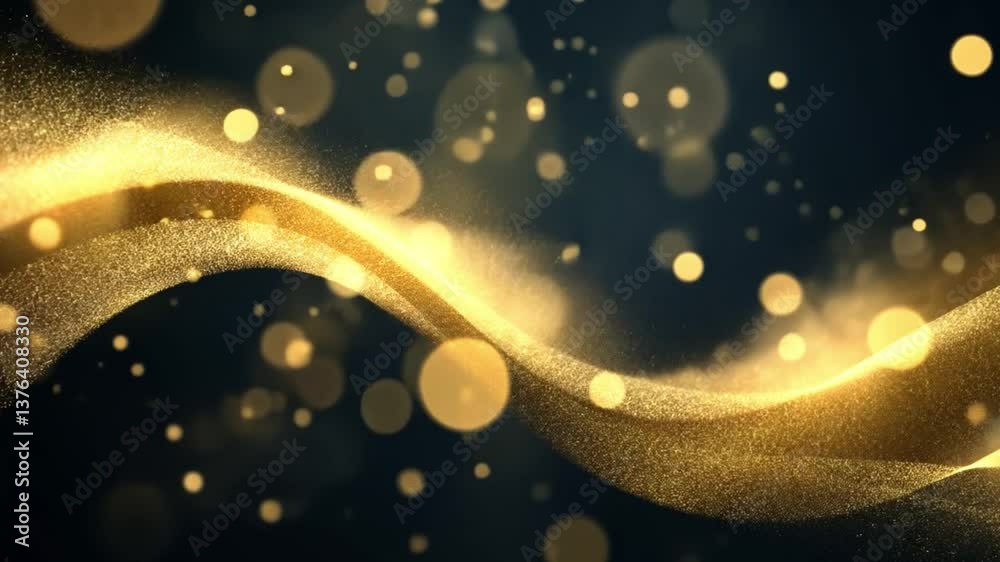 Poster sparkling golden swirl with shimmering particles creating a mesmerizing and enchanting abstract back