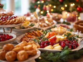 Festive Holiday Dining: Colorful Christmas Platter Presentation for Celebratory Gatherings