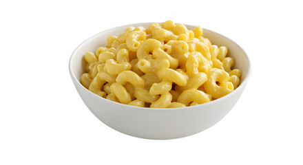 A bowl filled with macaroni and cheese on a black background ready to be served to someone