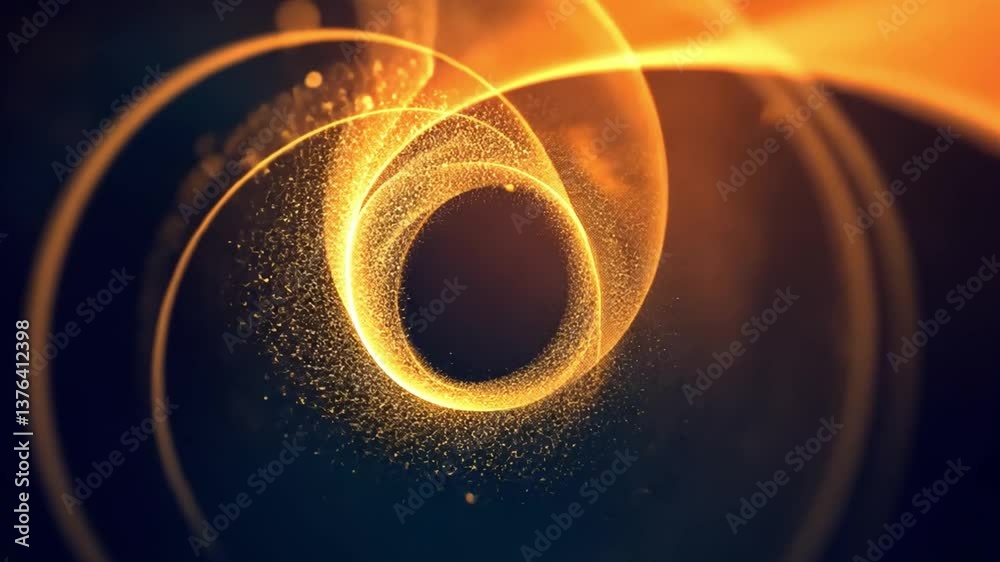 Poster abstract digital background with glowing particles and swirls creating a mesmerizing motion effect s