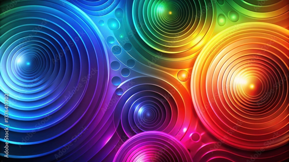 Poster Abstract Colorful Concentric Circles Design Featuring Vibrant Hues and a Dynamic Composition