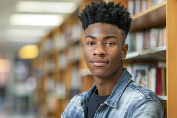 Fototapeta premium Portrait of a high school African American male student