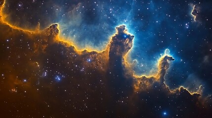 Fototapeta premium Cosmic nebula explosion with colorful clouds and stars image