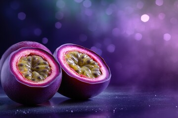 Beautiful Passion Fruits Freshly Cut Open Displaying Detailed Textured Interiors