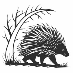 porcupine black silhouette icon vector