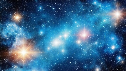 Obraz premium Ethereal Cosmos Deep Blue Nebulae and Radiant Stars in Vast Space. Mystical Layers of Cosmic Dust, Nebula Swirls. Mesmerizing Astral Scene for Wallpaper, Design, Presentation