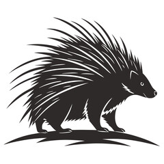 porcupine black silhouette icon vector