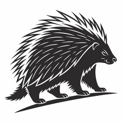 porcupine black silhouette icon vector