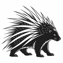 porcupine black silhouette icon vector