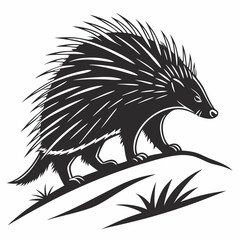 porcupine black silhouette icon vector