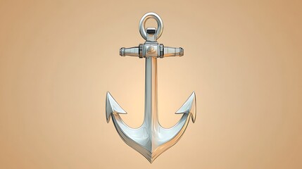 Silver Anchor with Beige Background.