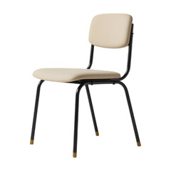 Minimalist modern black and beige chair with metal legs isolated on transparent background