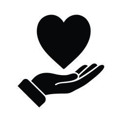 Obraz premium A Hand Holding on Heart Silhouette vector