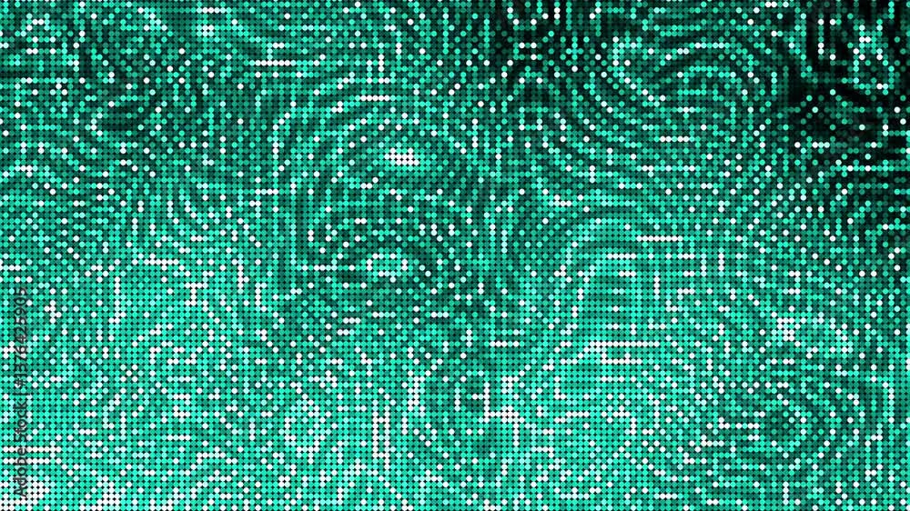 Aufkleber Abstract glowing sky blue color halftone motion background. Moving dots seamless loop. Abstract animated dot texture background.