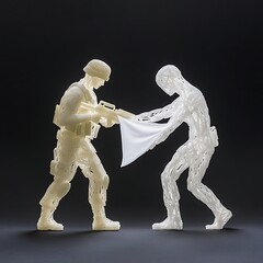 Soldier  Figure Surrender Flag.
