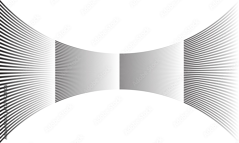 Wall mural abstract geometric gradient repeat bulge line pattern art.