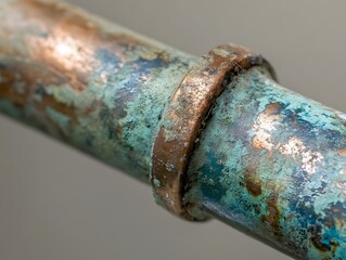 Copper Pipes with Patina: Exploring the Artistic Details of Weathered Metal Corrosion in Plumbing and Construction
