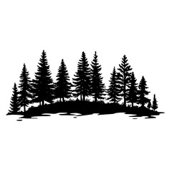 Forest Silhouette. Forest landscape surrounded by towering pine trees
