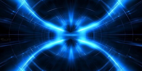 
Tunnel in blue neon light, underground passage. Abstract blue background. Background of an empty black corridor with neon blue light. Abstract background with lines and glow, rays


