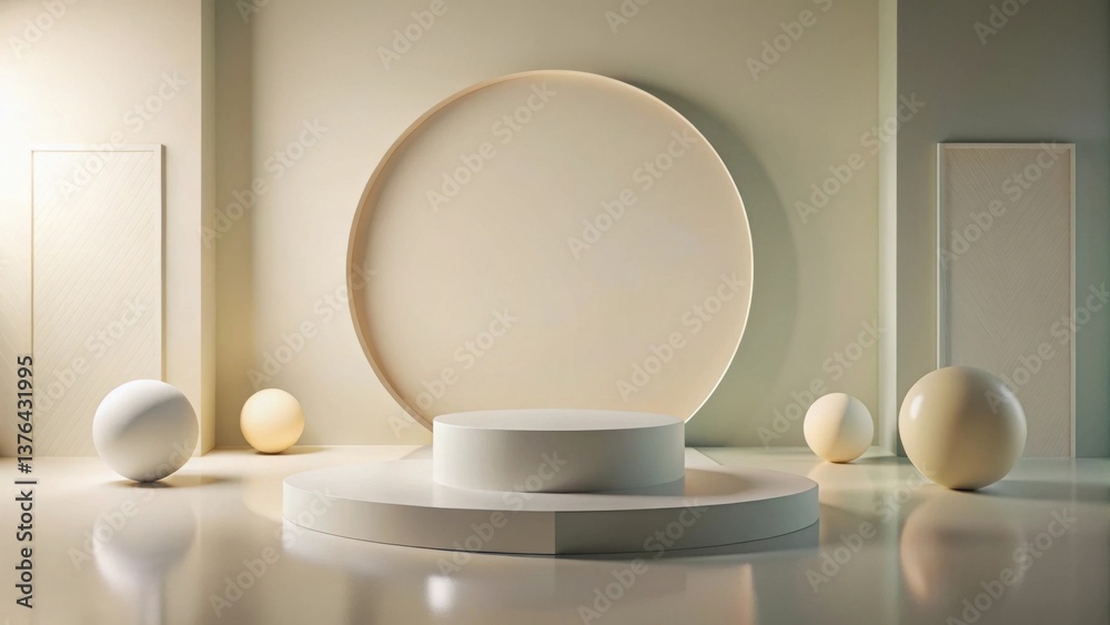 Aufkleber elegant minimalist product display with subtle lighting and geometric shapes