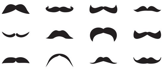 set of mustaches. Black moustache isolated on white background. Set of moustache icons. vector mustache set