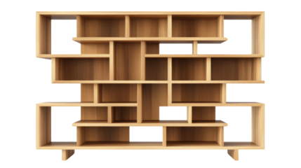 wooden shelves on white background