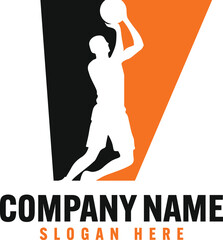 Letter V with basketball logo design