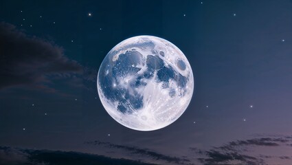 Mystical Full Moon with Indigo and Purple Hues